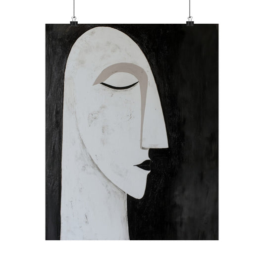 Minimal Face Line Poster – Contemporary Black & White Wall Print